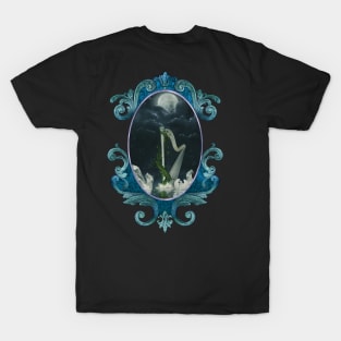 Wonderful harp and swan in the ocean T-Shirt